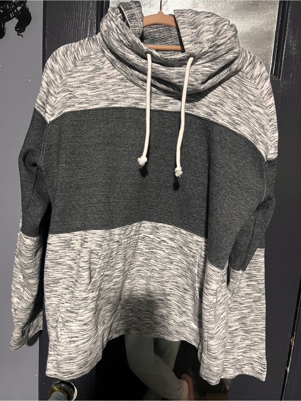 Men's Gray Colorblock Funnel Neck Sweater